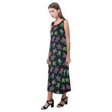 Load image into Gallery viewer, Berry Flowers Black Phaedra Sleeveless Open Fork Long Dress (Model D08) dress e-joyer 
