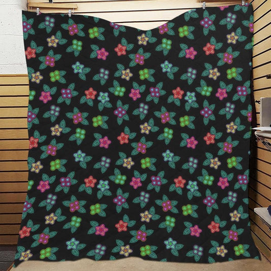 Berry Flowers Black Quilt 70"x80" Quilt 70"x80" e-joyer 