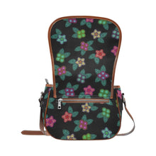 Load image into Gallery viewer, Berry Flowers Black Saddle Bag/Small (Model 1649) Full Customization bag e-joyer 
