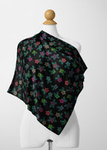 Load image into Gallery viewer, Berry Flowers Black Satin Shawl Scarf 49 Dzine 
