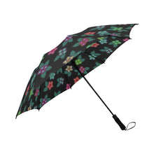 Load image into Gallery viewer, Berry Flowers Black Semi-Automatic Foldable Umbrella (Model U05) Semi-Automatic Foldable Umbrella e-joyer 
