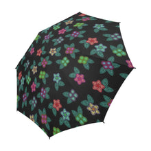 Load image into Gallery viewer, Berry Flowers Black Semi-Automatic Foldable Umbrella (Model U05) Semi-Automatic Foldable Umbrella e-joyer 
