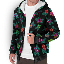 Load image into Gallery viewer, Berry Flowers Black Sherpa Hoodie hoodie Herman 
