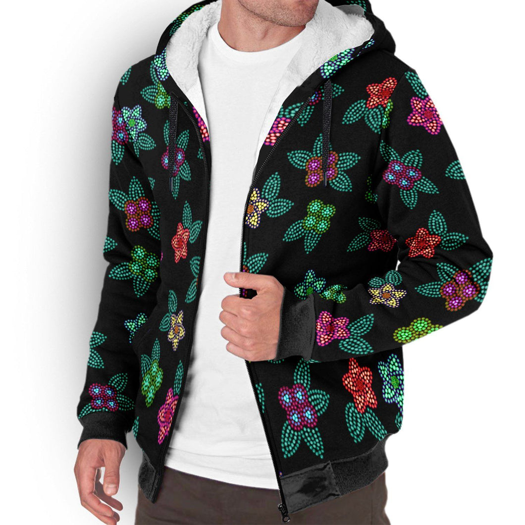 Berry Flowers Black Sherpa Hoodie hoodie Herman 