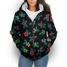 Load image into Gallery viewer, Berry Flowers Black Sherpa Hoodie hoodie Herman 
