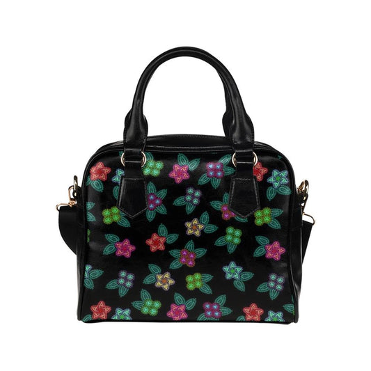 Berry Flowers Black Shoulder Handbag (Model 1634) Shoulder Handbags (1634) e-joyer 