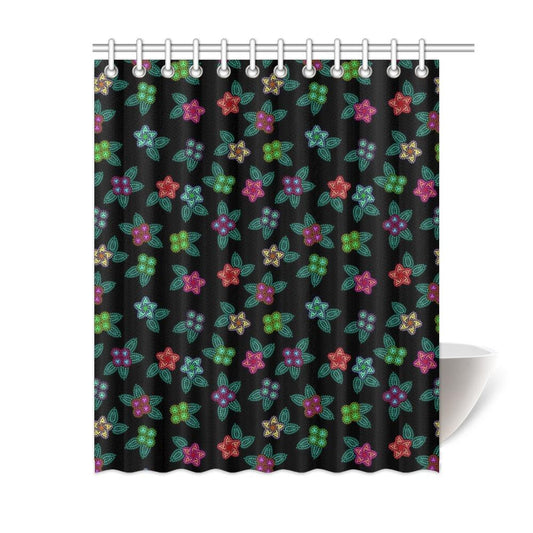 Berry Flowers Black Shower Curtain 60"x72" Shower Curtain 60"x72" e-joyer 