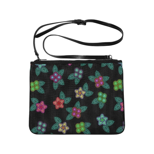 Berry Flowers Black Slim Clutch Bag (Model 1668) Slim Clutch Bags (1668) e-joyer 