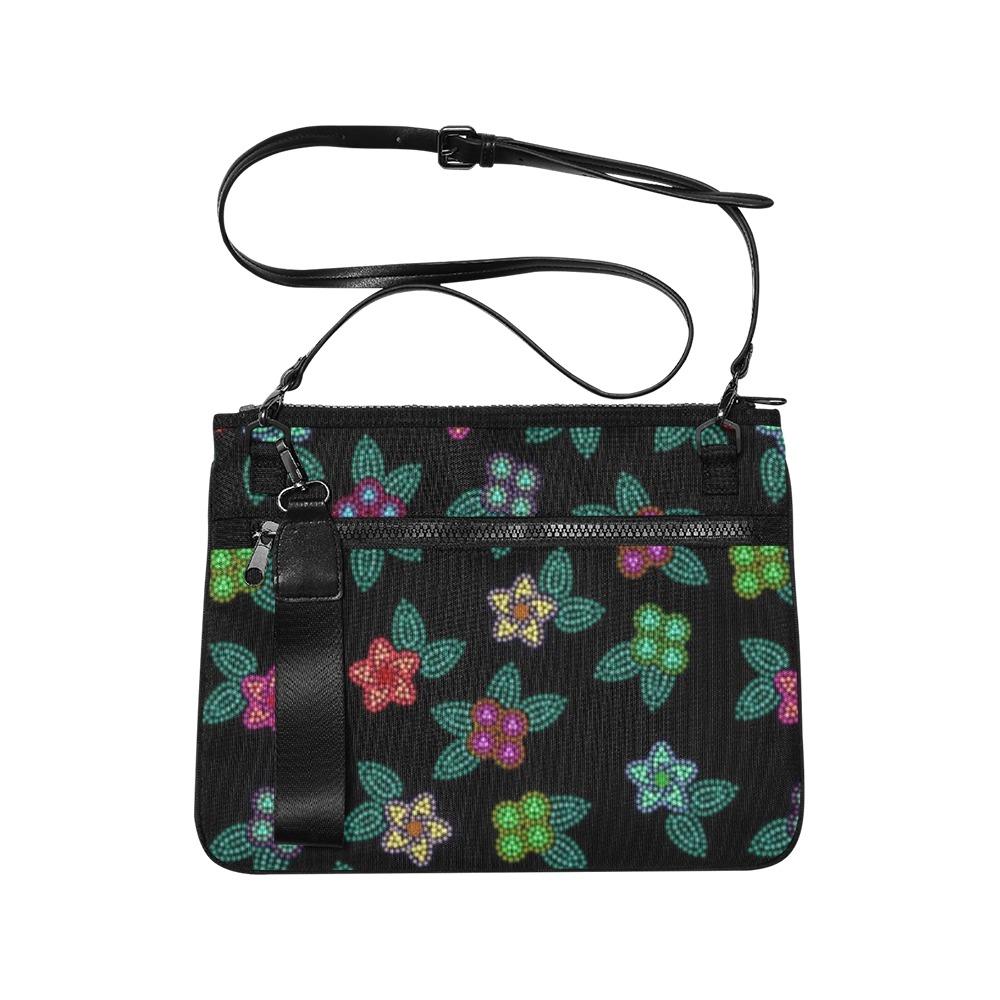 Berry Flowers Black Slim Clutch Bag (Model 1668) Slim Clutch Bags (1668) e-joyer 