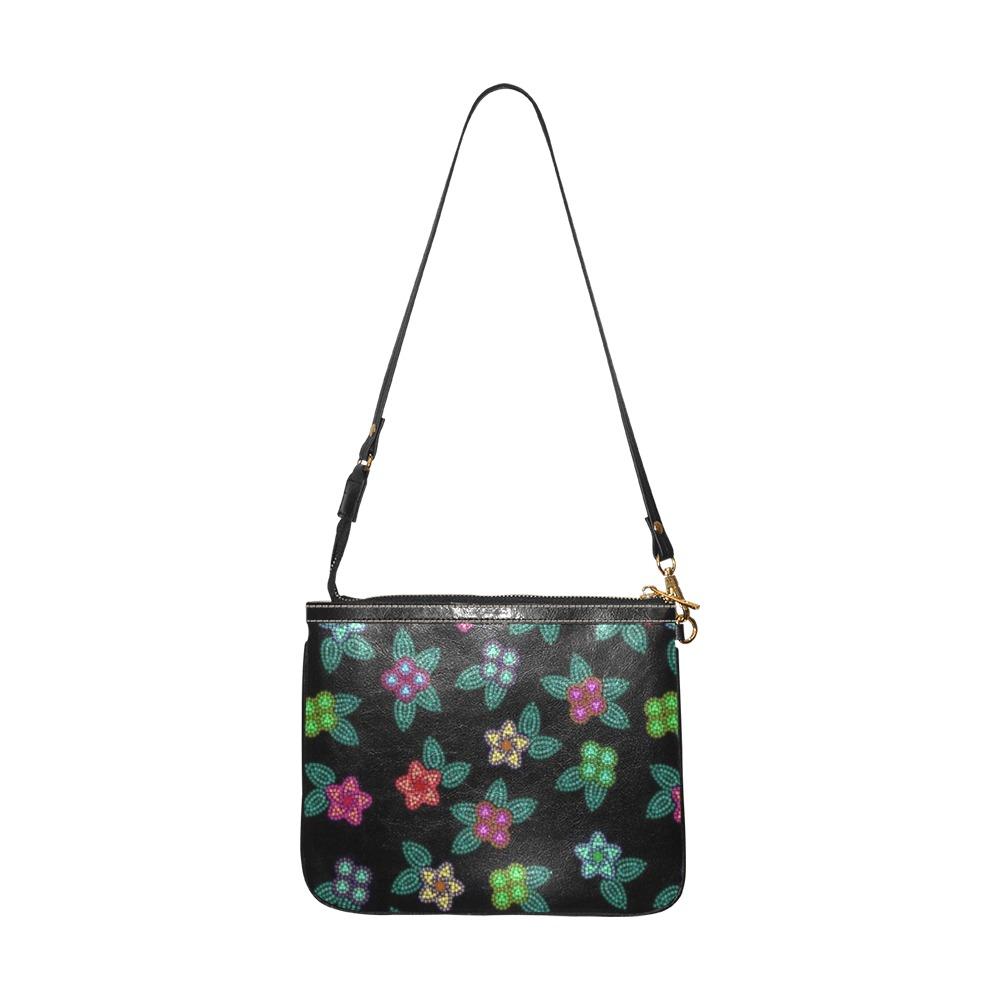 Berry Flowers Black Small Shoulder Bag (Model 1710) Small Shoulder Bag (1710) e-joyer 