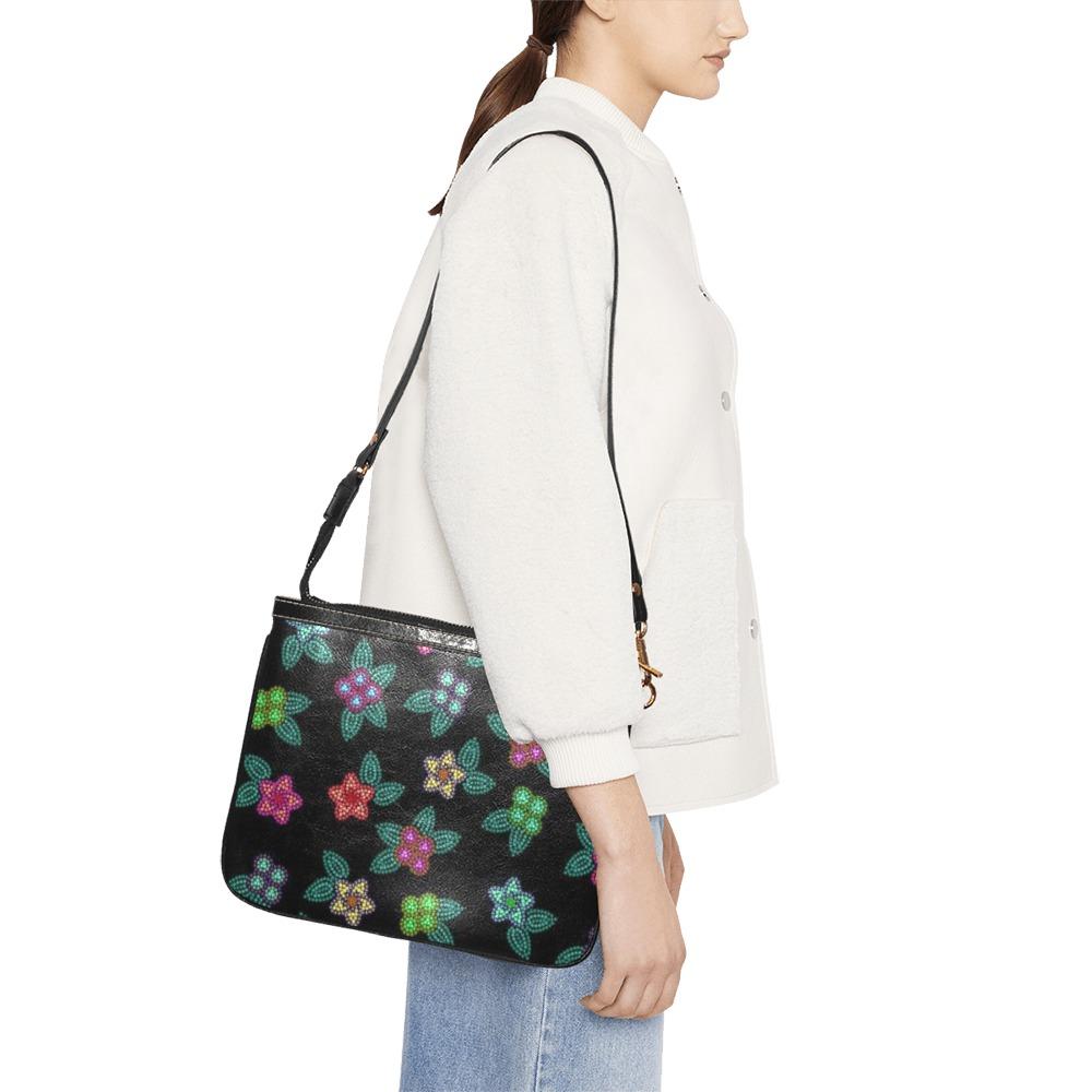 Berry Flowers Black Small Shoulder Bag (Model 1710) Small Shoulder Bag (1710) e-joyer 