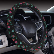 Load image into Gallery viewer, Berry Flowers Black Steering Wheel Cover with Elastic Edge Steering Wheel Cover with Elastic Edge e-joyer 
