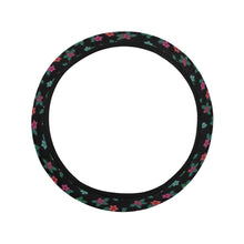 Load image into Gallery viewer, Berry Flowers Black Steering Wheel Cover with Elastic Edge Steering Wheel Cover with Elastic Edge e-joyer 
