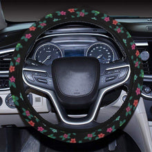 Load image into Gallery viewer, Berry Flowers Black Steering Wheel Cover with Elastic Edge Steering Wheel Cover with Elastic Edge e-joyer 
