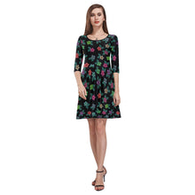 Load image into Gallery viewer, Berry Flowers Black Tethys Half-Sleeve Skater Dress(Model D20) Tethys Half-Sleeve Skater Dress (D20) e-joyer 
