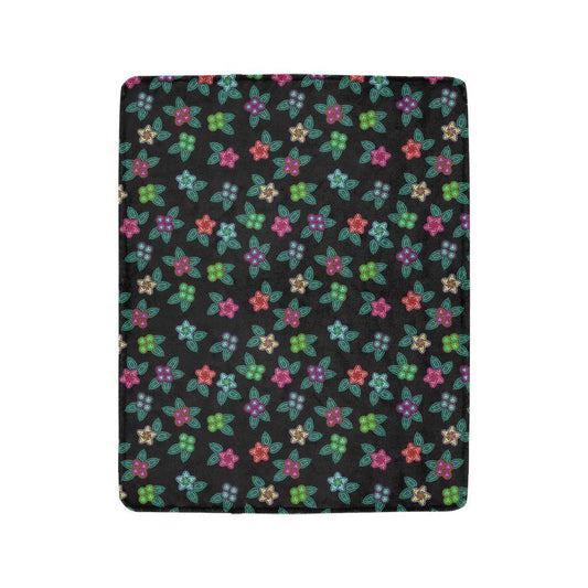 Berry Flowers Black Ultra-Soft Micro Fleece Blanket 40"x50" Ultra-Soft Blanket 40''x50'' e-joyer 