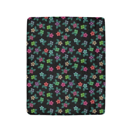 Berry Flowers Black Ultra-Soft Micro Fleece Blanket 40