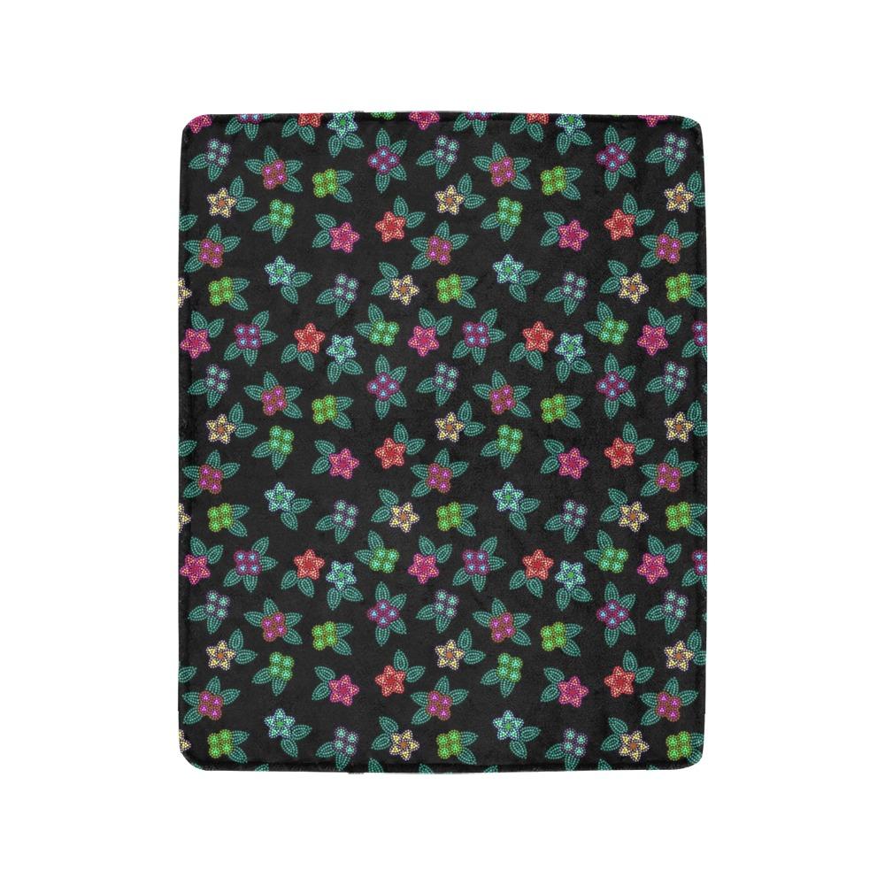 Berry Flowers Black Ultra-Soft Micro Fleece Blanket 40