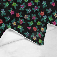 Load image into Gallery viewer, Berry Flowers Black Ultra-Soft Micro Fleece Blanket 40&quot;x50&quot; Ultra-Soft Blanket 40&#39;&#39;x50&#39;&#39; e-joyer 
