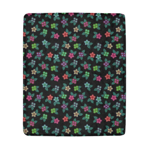 Berry Flowers Black Ultra-Soft Micro Fleece Blanket 50