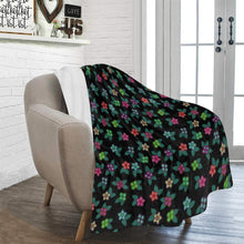 Load image into Gallery viewer, Berry Flowers Black Ultra-Soft Micro Fleece Blanket 50&quot;x60&quot; Ultra-Soft Blanket 50&#39;&#39;x60&#39;&#39; e-joyer 
