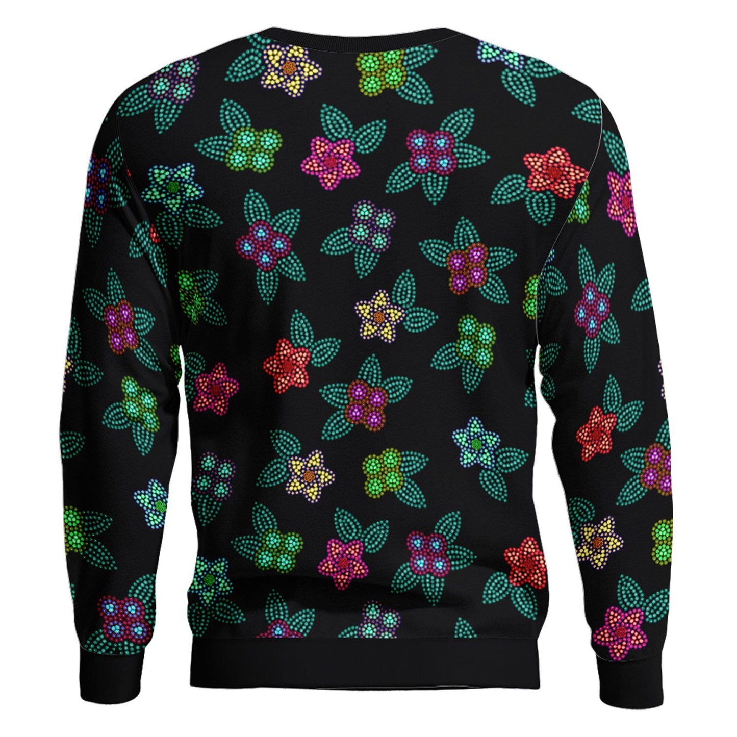 Berry Flowers Black Unisex Crewneck Long Sleeve Top 49 Dzine 