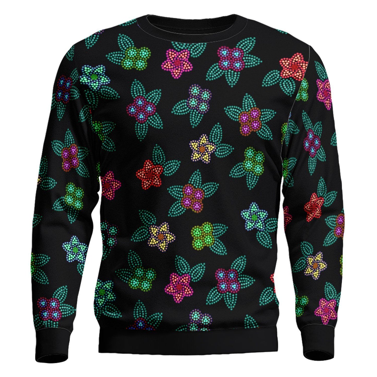 Berry Flowers Black Unisex Crewneck Long Sleeve Top 49 Dzine 