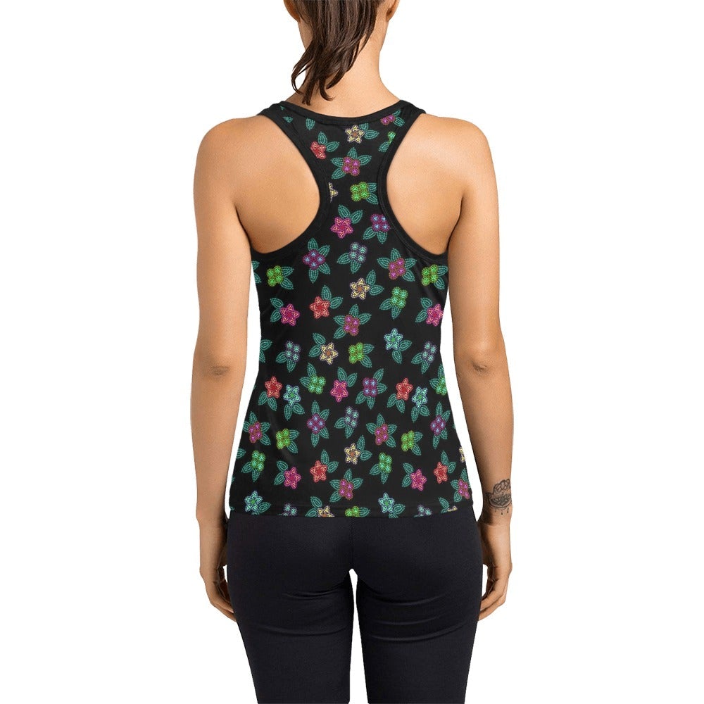 Berry Flowers Black Women's Racerback Tank Top (Model T60) Racerback Tank Top (T60) e-joyer 