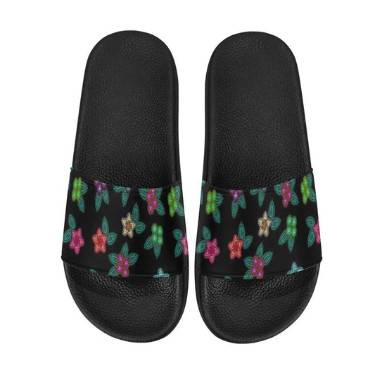 Berry Flowers Black Women's Slide Sandals (Model 057) Women's Slide Sandals (057) e-joyer 