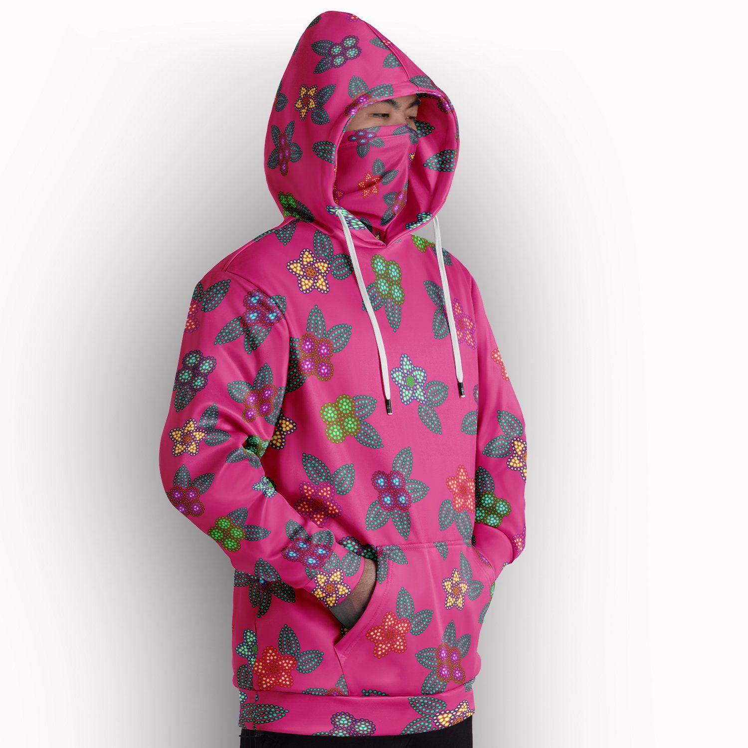 Berry Flowers Hoodie with Face Cover 49 Dzine 