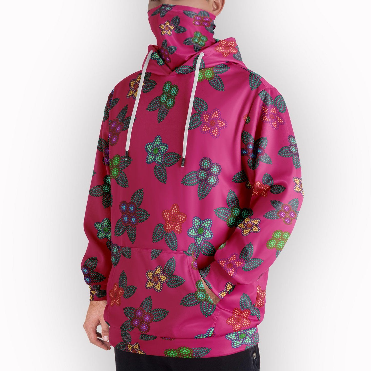 Berry Flowers Hoodie with Face Cover 49 Dzine 