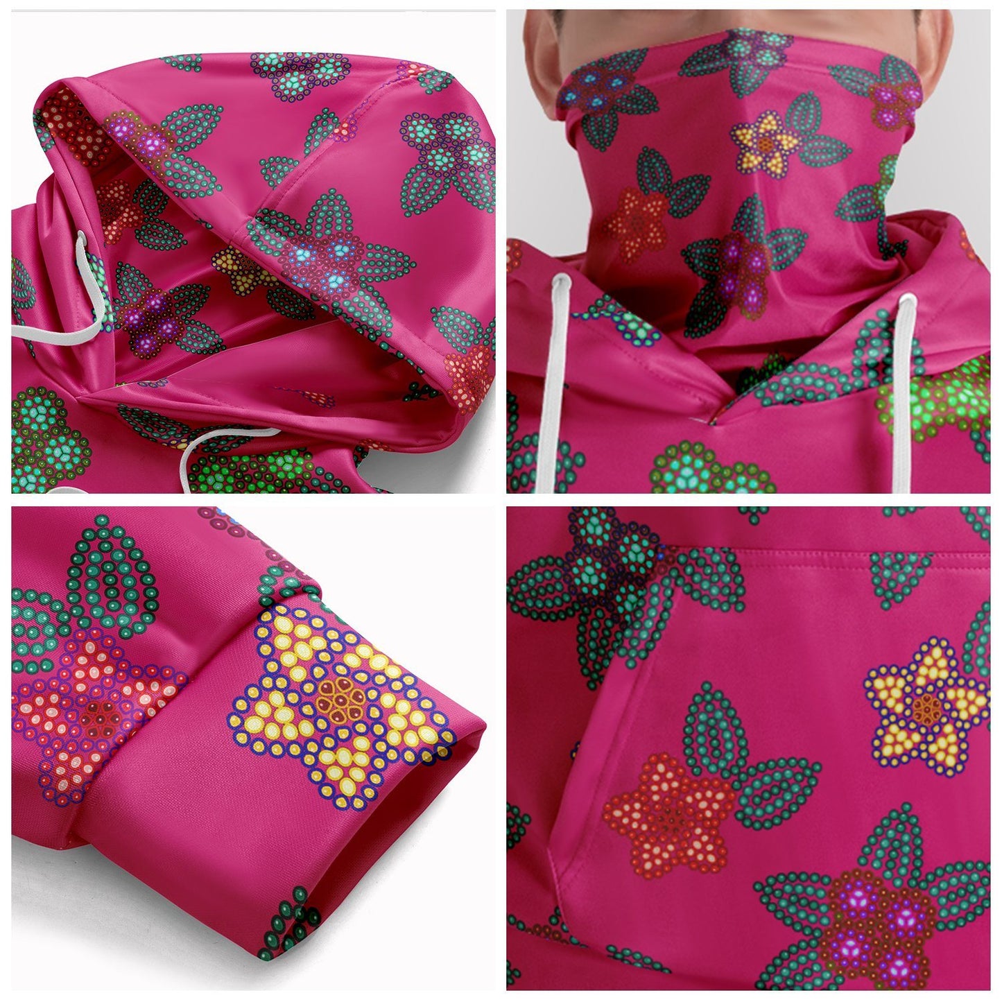 Berry Flowers Hoodie with Face Cover 49 Dzine 