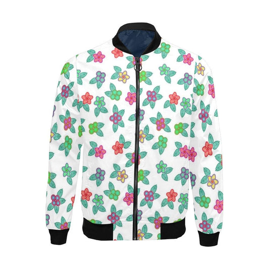 Berry Flowers White All Over Print Bomber Jacket for Men (Model H19) All Over Print Bomber Jacket for Men (H19) e-joyer 