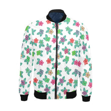 Load image into Gallery viewer, Berry Flowers White All Over Print Bomber Jacket for Men (Model H19) All Over Print Bomber Jacket for Men (H19) e-joyer 
