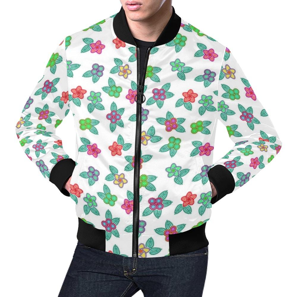 Berry Flowers White All Over Print Bomber Jacket for Men (Model H19) All Over Print Bomber Jacket for Men (H19) e-joyer 