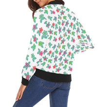 Load image into Gallery viewer, Berry Flowers White All Over Print Bomber Jacket for Women (Model H19) All Over Print Bomber Jacket for Women (H19) e-joyer 

