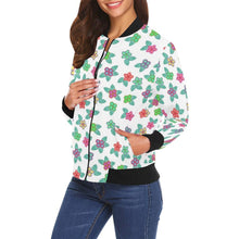 Load image into Gallery viewer, Berry Flowers White All Over Print Bomber Jacket for Women (Model H19) All Over Print Bomber Jacket for Women (H19) e-joyer 
