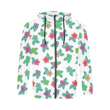 Load image into Gallery viewer, Berry Flowers White All Over Print Full Zip Hoodie for Men (Model H14) All Over Print Full Zip Hoodie for Men (H14) e-joyer 
