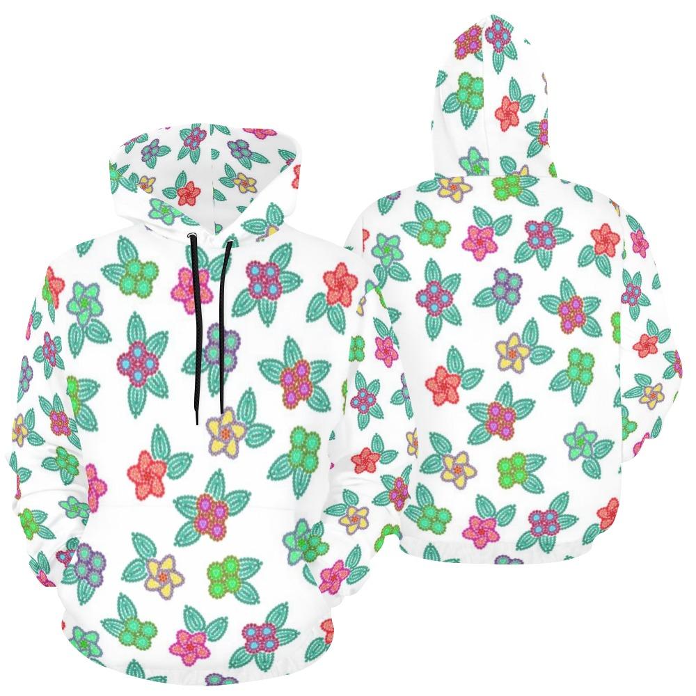 Berry Flowers White All Over Print Hoodie for Men (USA Size) (Model H13) All Over Print Hoodie for Men (H13) e-joyer 