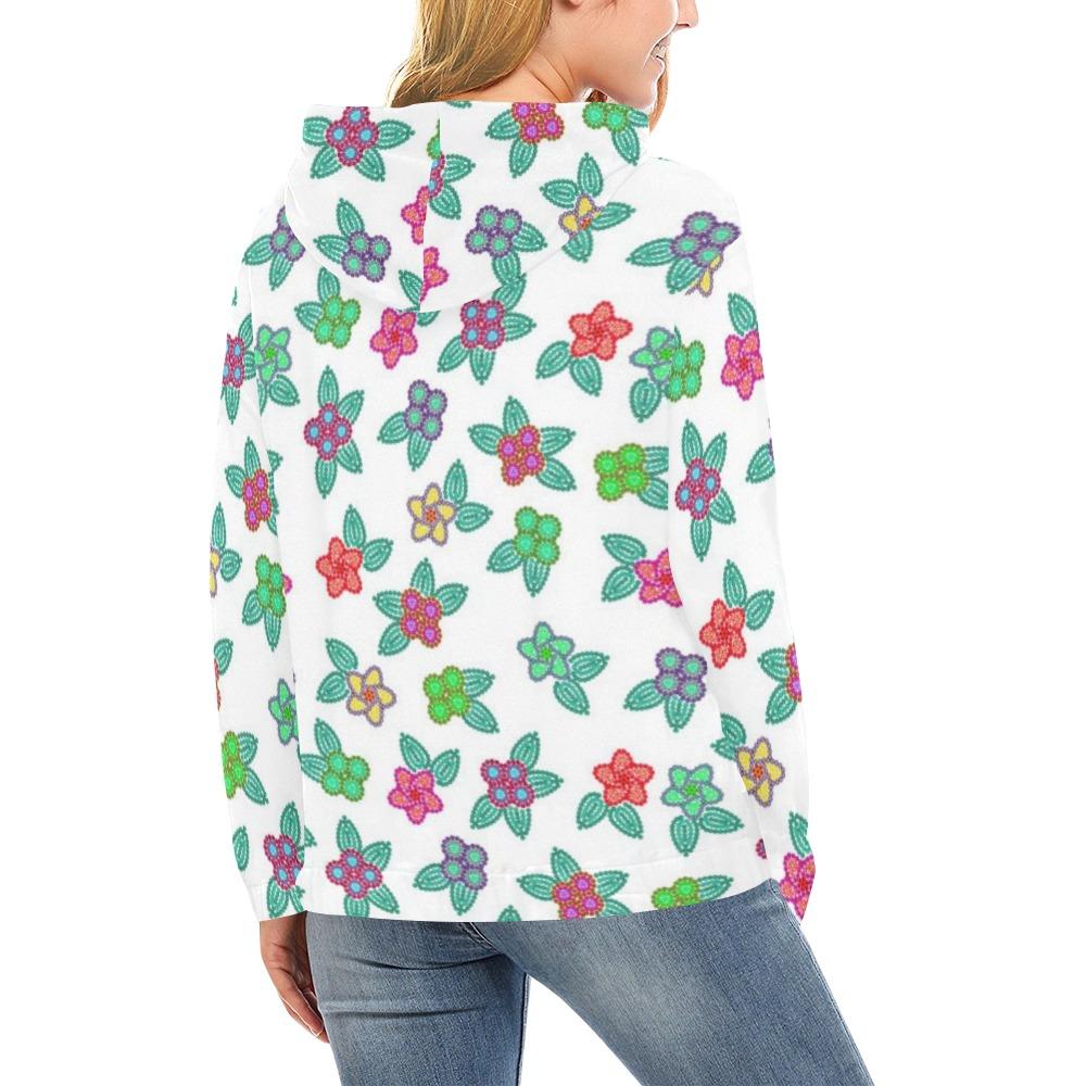 Berry Flowers White All Over Print Hoodie for Women (USA Size) (Model H13) All Over Print Hoodie for Women (H13) e-joyer 