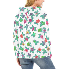 Load image into Gallery viewer, Berry Flowers White All Over Print Hoodie for Women (USA Size) (Model H13) All Over Print Hoodie for Women (H13) e-joyer 
