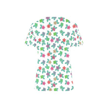 Load image into Gallery viewer, Berry Flowers White All Over Print Scrub Top Scrub Top e-joyer 
