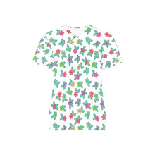 Load image into Gallery viewer, Berry Flowers White All Over Print Scrub Top Scrub Top e-joyer 
