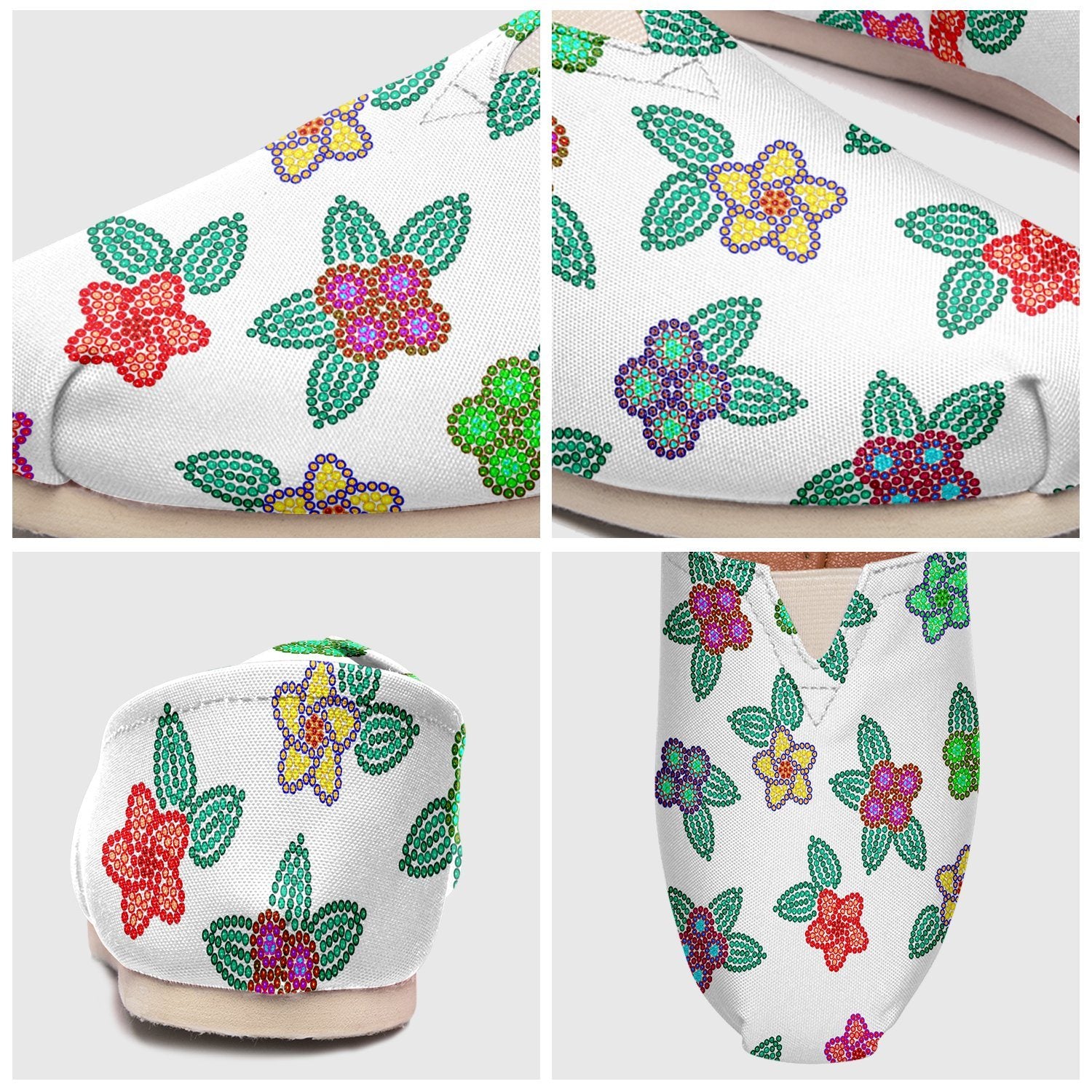 Berry Flowers White Casual Unisex Slip On Shoe Herman 