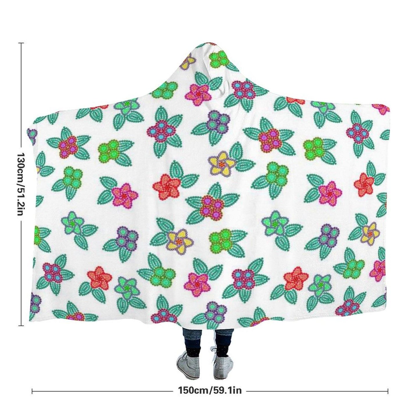 Berry Flowers White Hooded Blanket 49 Dzine 