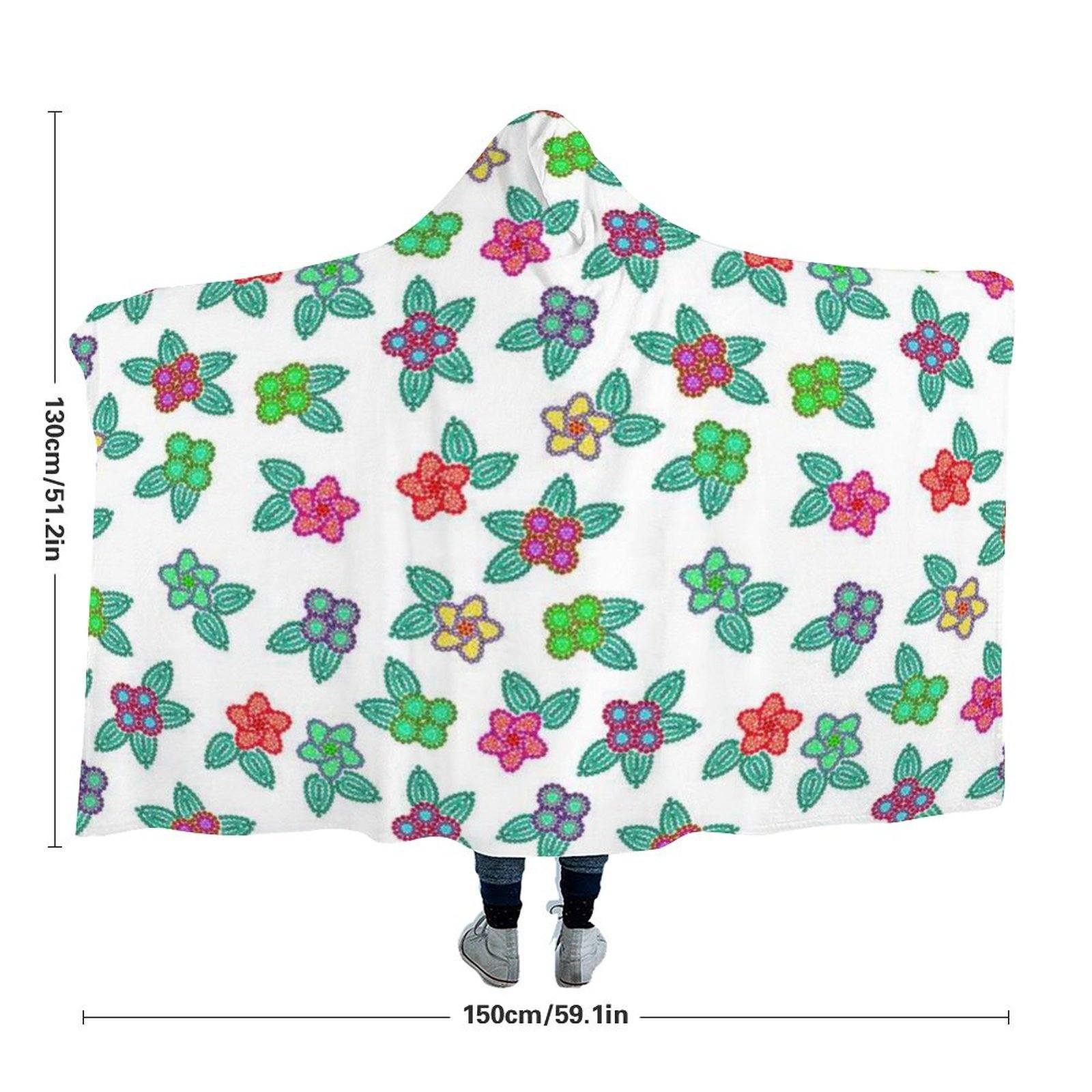 Berry Flowers White Hooded Blanket 49 Dzine 