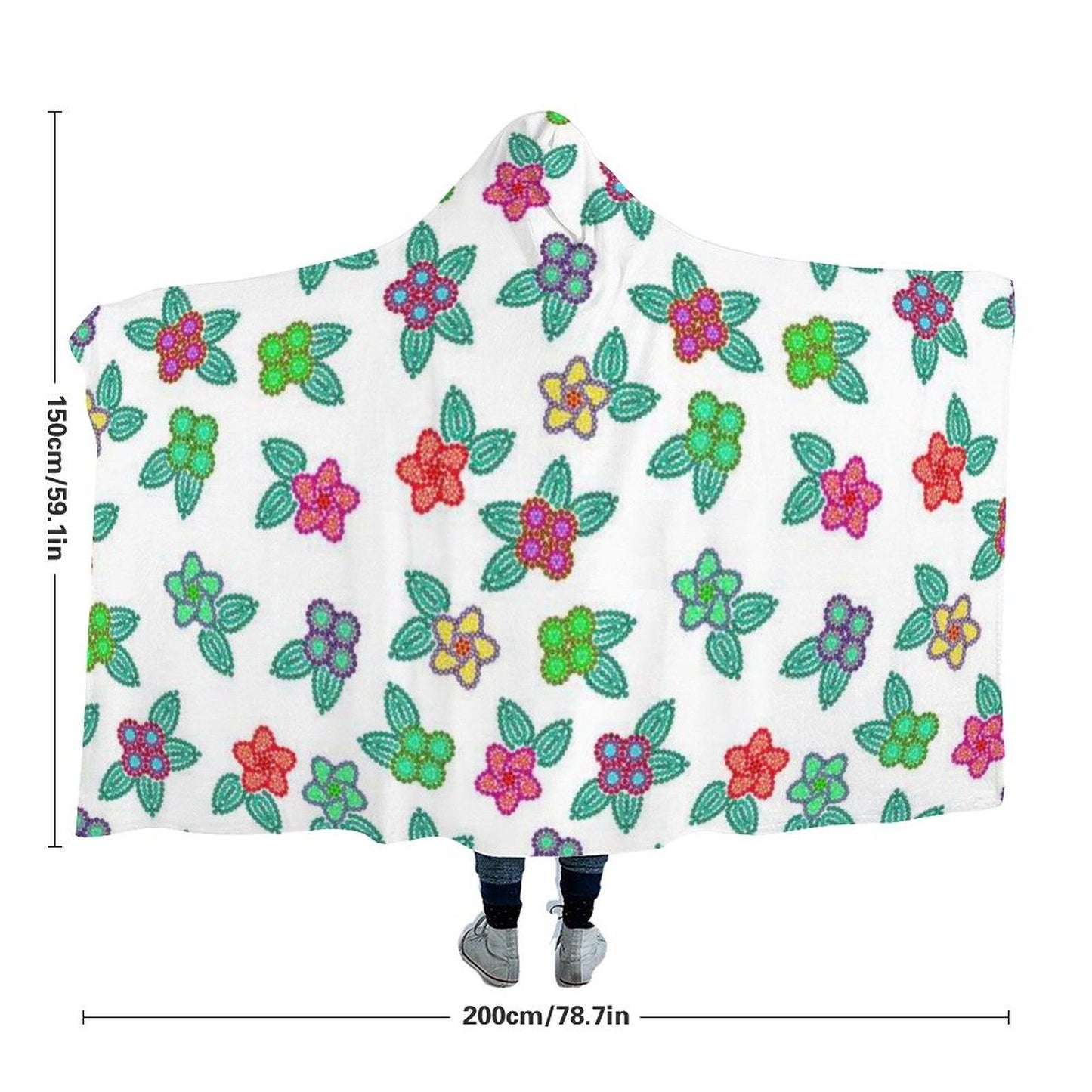 Berry Flowers White Hooded Blanket 49 Dzine 