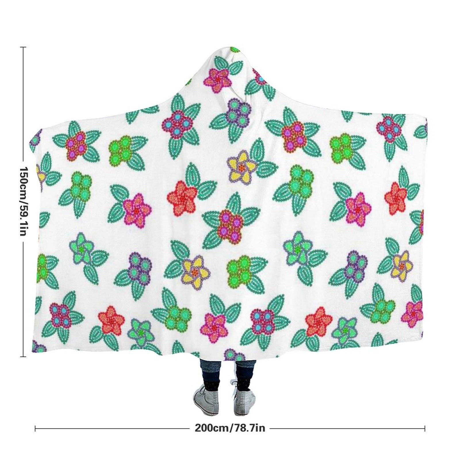 Berry Flowers White Hooded Blanket 49 Dzine 