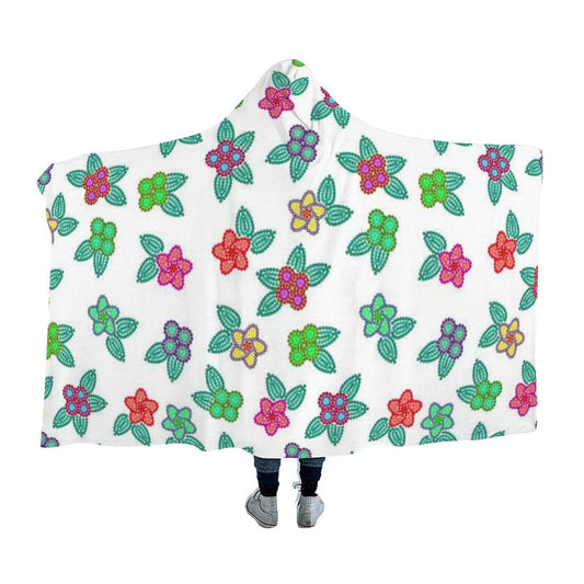 Berry Flowers White Hooded Blanket 49 Dzine 