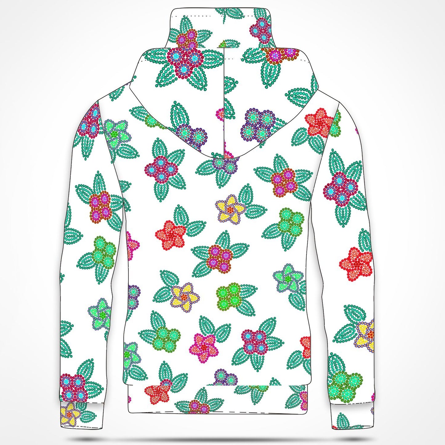 Berry Flowers White Hoodie with Face Cover 49 Dzine 